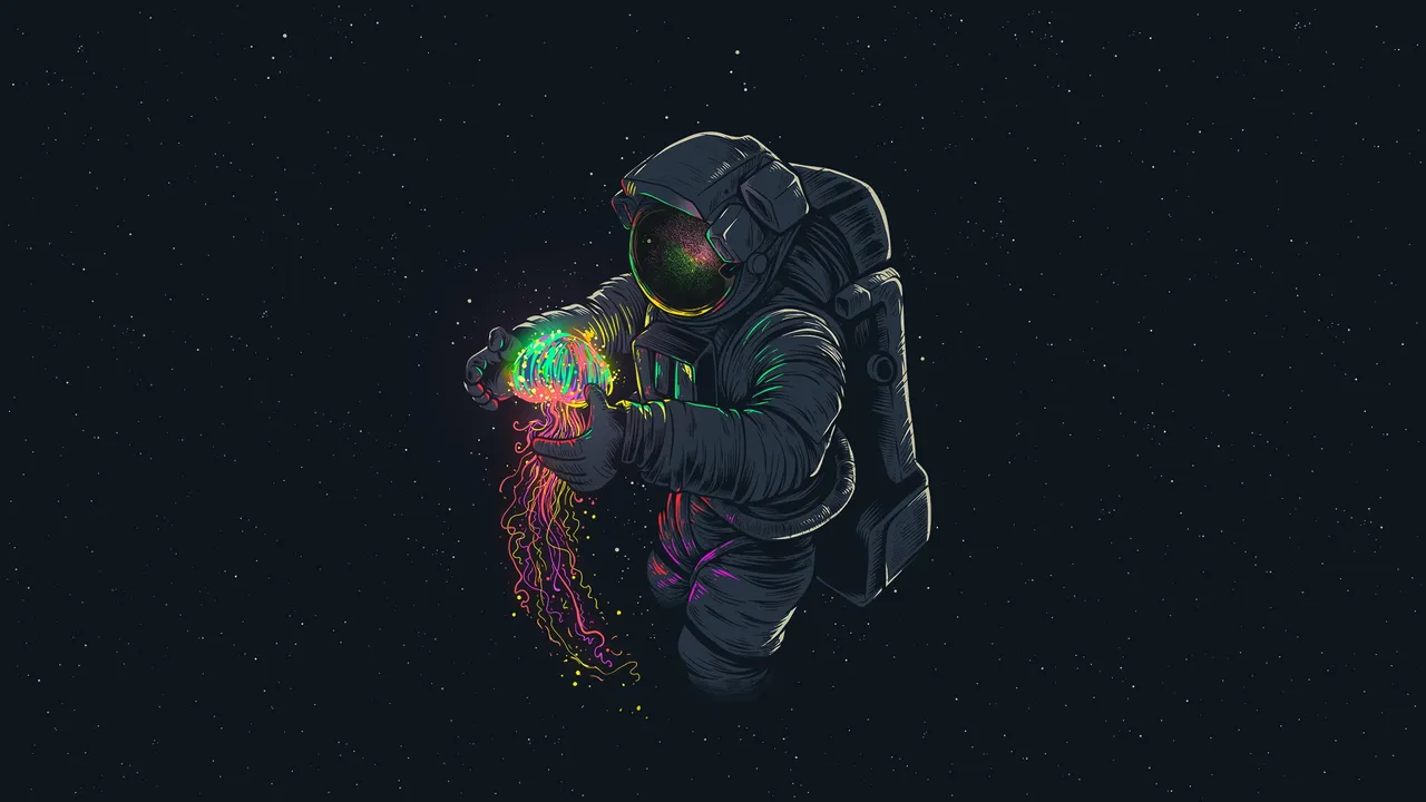 Astronaut with jellyfish