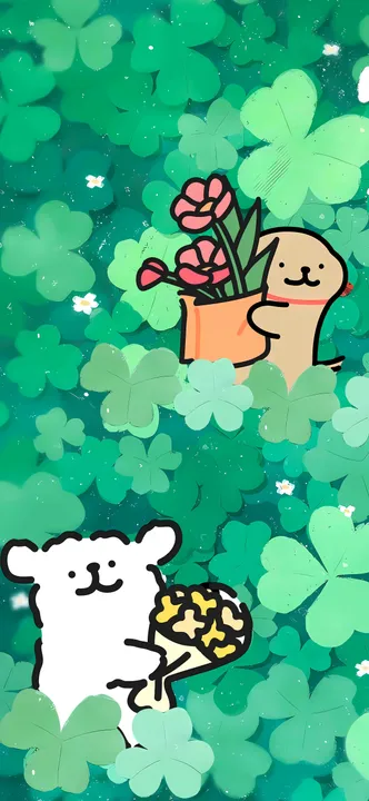 Bear with Clover Bouquet