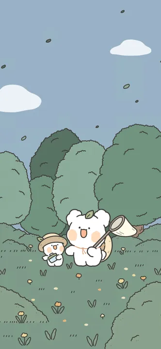 Bears exploring a forest