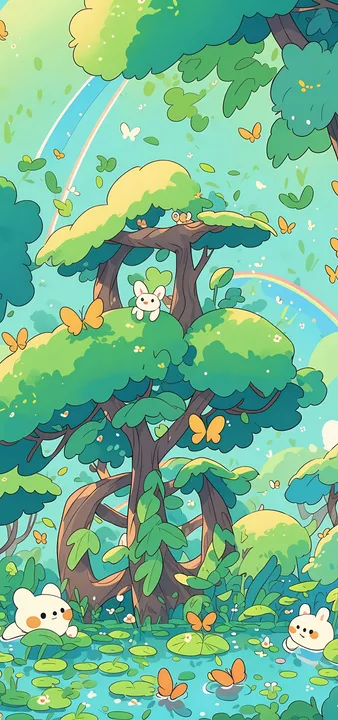 Bunny Tree Haven by the Pond