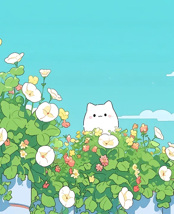 Cat in Blooming Garden