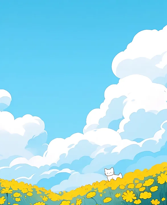 Cat in Dandelion Field