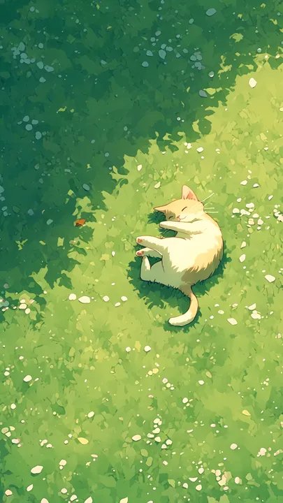 Cat Napping in Sunlit Grass