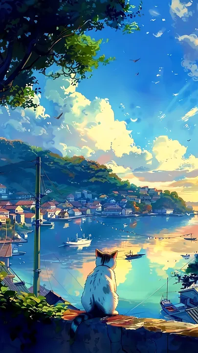 Cat on beach at sunset