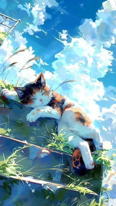 Cat Resting on a Green Wall