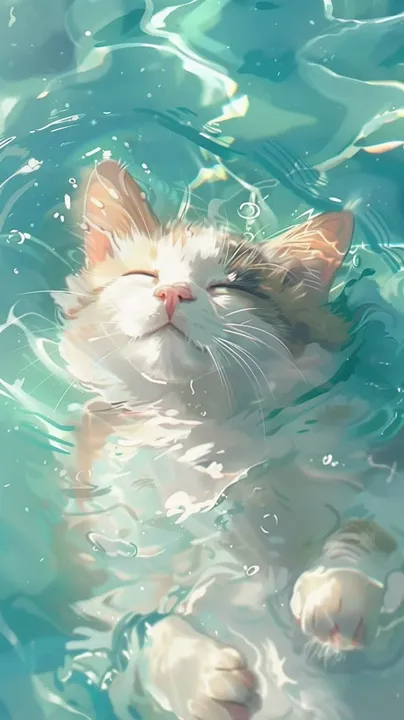Cat swimming in water