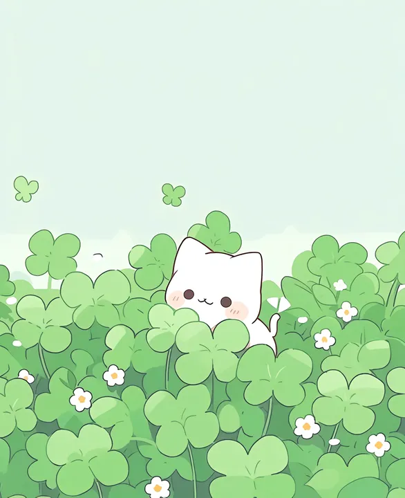 Cat with Lucky Clover