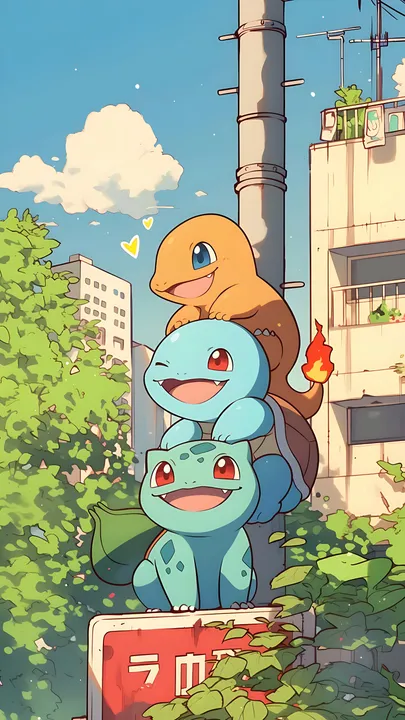 Charmander Squirtle and Bulbasaur City Adventure