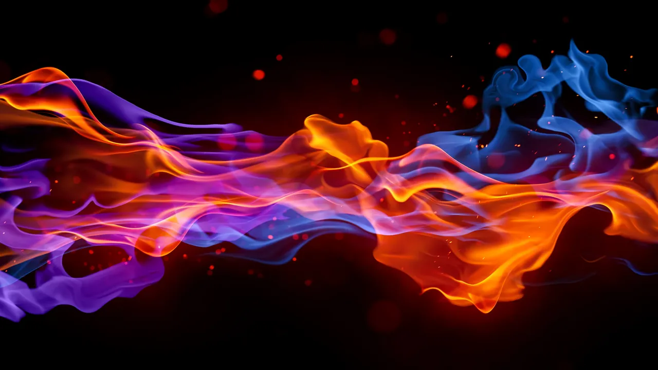 Colorful flame waves