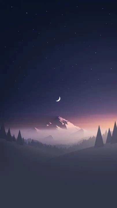 Crescent Over the Peaks