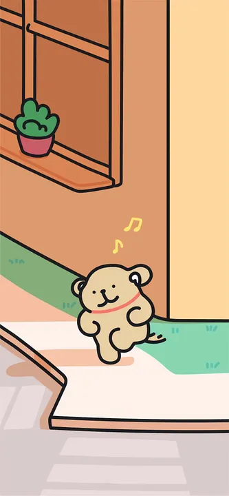 Dog dancing outside house