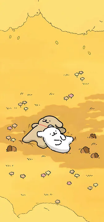 Dogs cuddling in autumn field