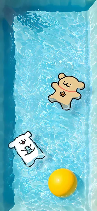 Dogs in a pool with floaties