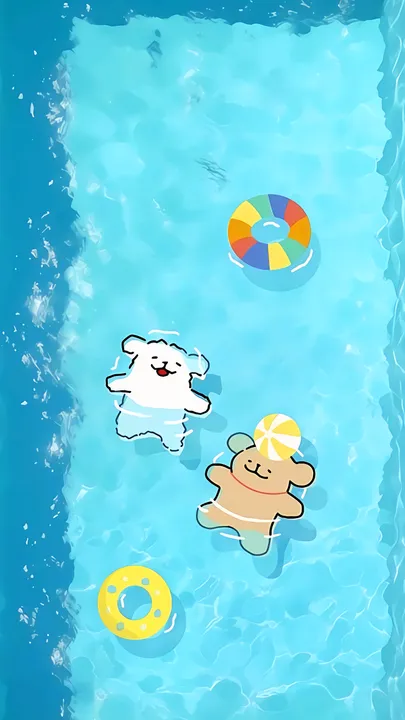 Dogs swimming in a pool