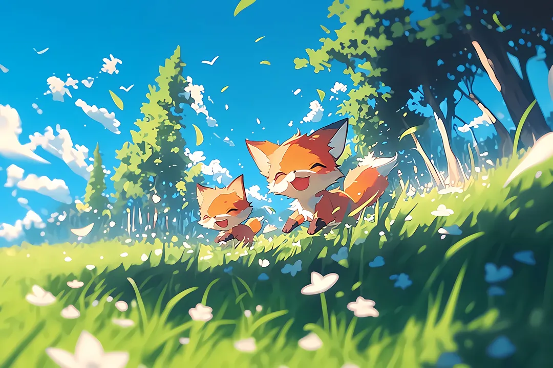 Fox Friends in Meadow Play