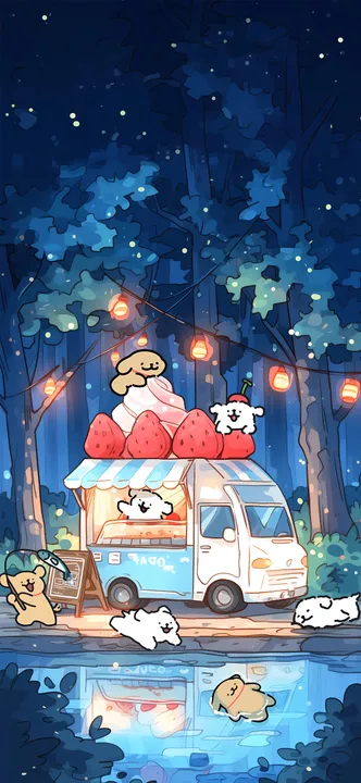 Ice cream van with dogs