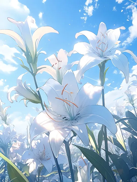 Lily Fields Under Blue Skies
