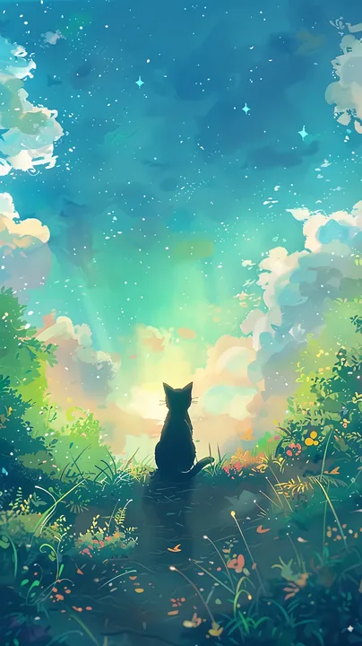 Meadow Cat in Blossom Light