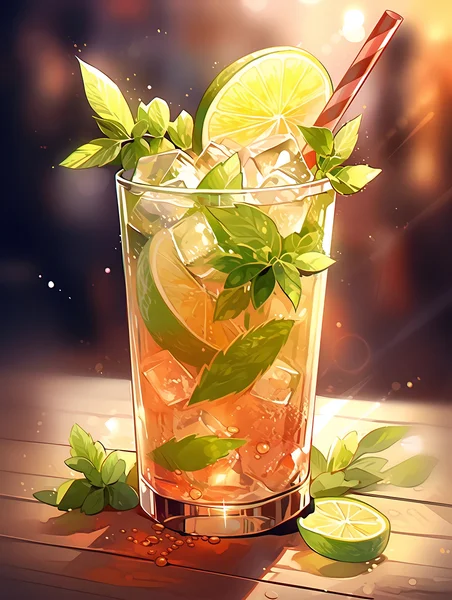 Mojito with lime and mint