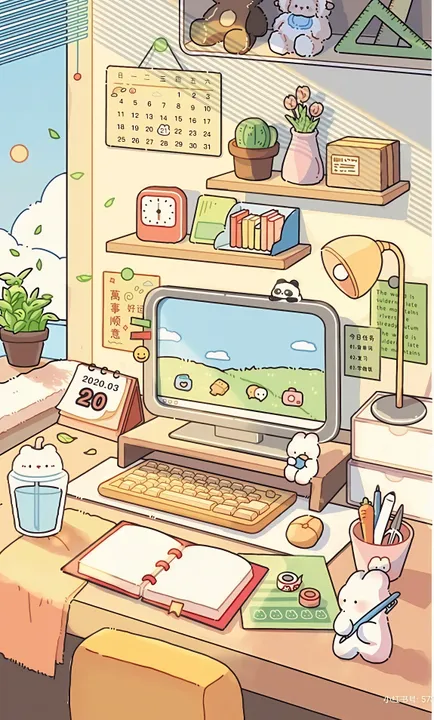 Panda's Organized Desk Day