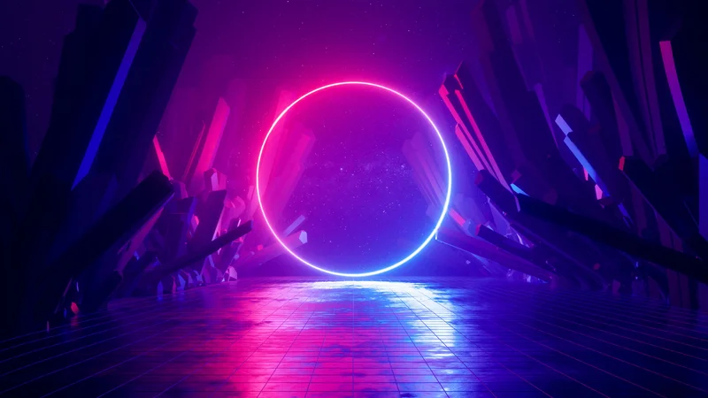 Portal in Neon Crystal Cavern