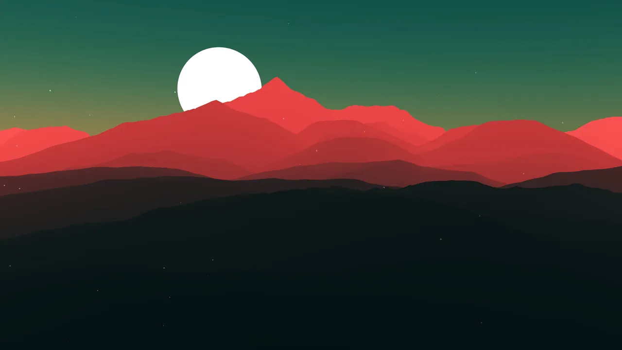 Red mountains with moon