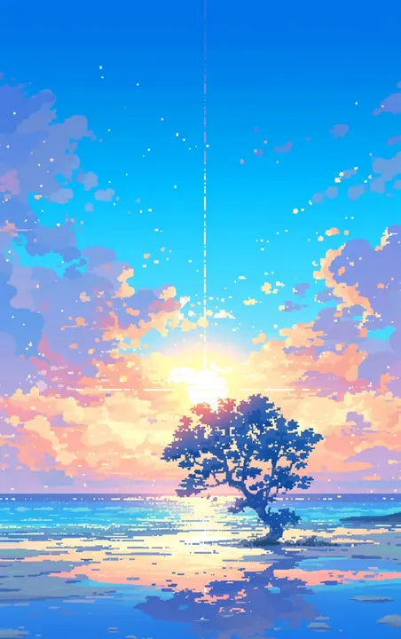 Solitary Sunset Shore