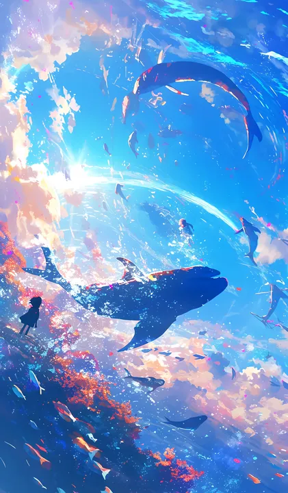 Whale Dance in Sky Ocean