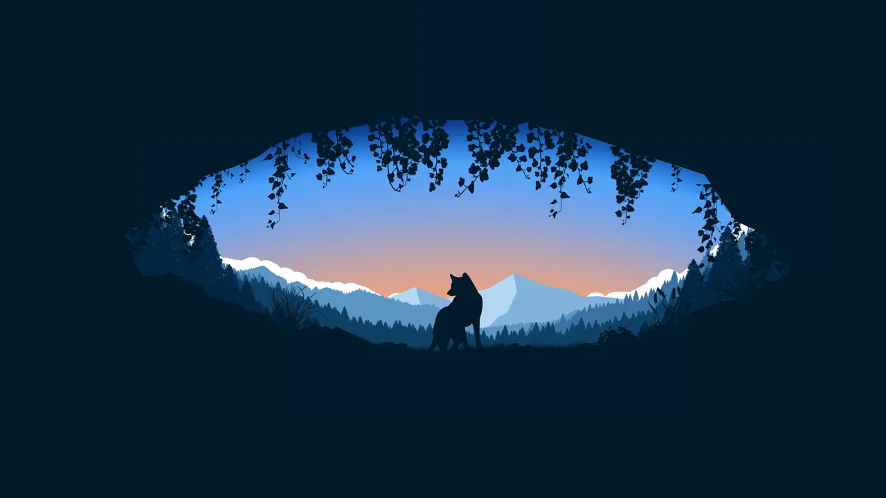 Wolf silhouette at dusk