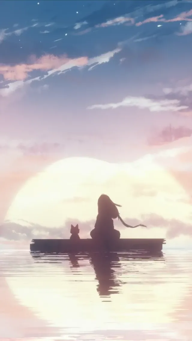 Girl and Cat on a Boat With a Whale